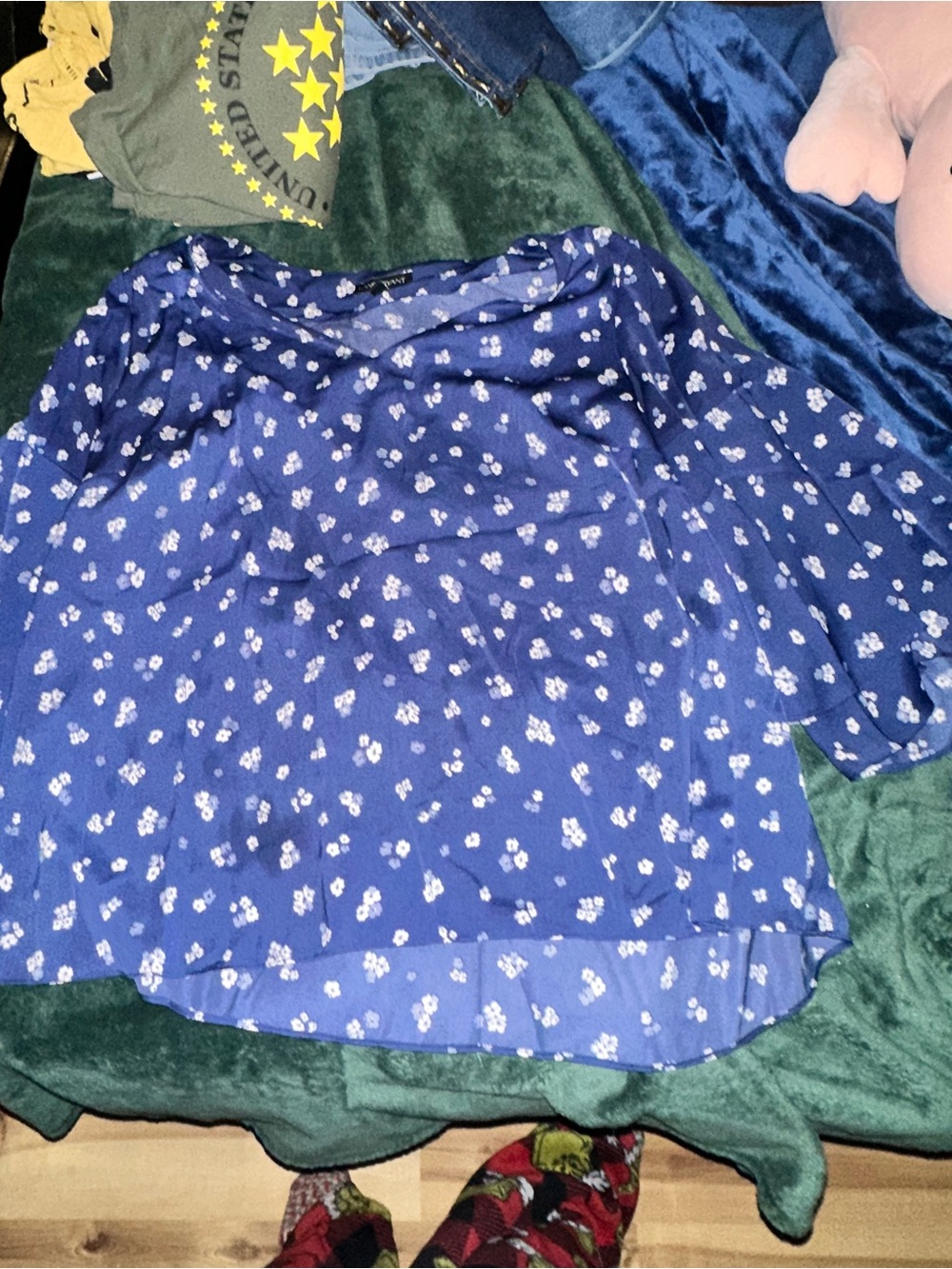 Lane Bryant Blue Floral Blouse